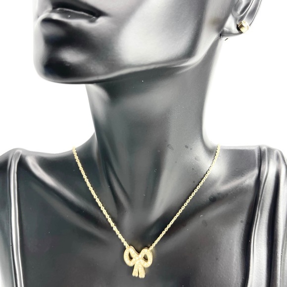 Coach New York Necklace Earrings Swarovski Crystal Ribbon Pendant - Picture 2 of 10